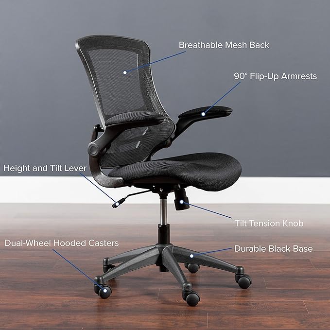 Flash Furniture Set of 8 Mid-Back Swivel Ergonomic Task Office Chairs