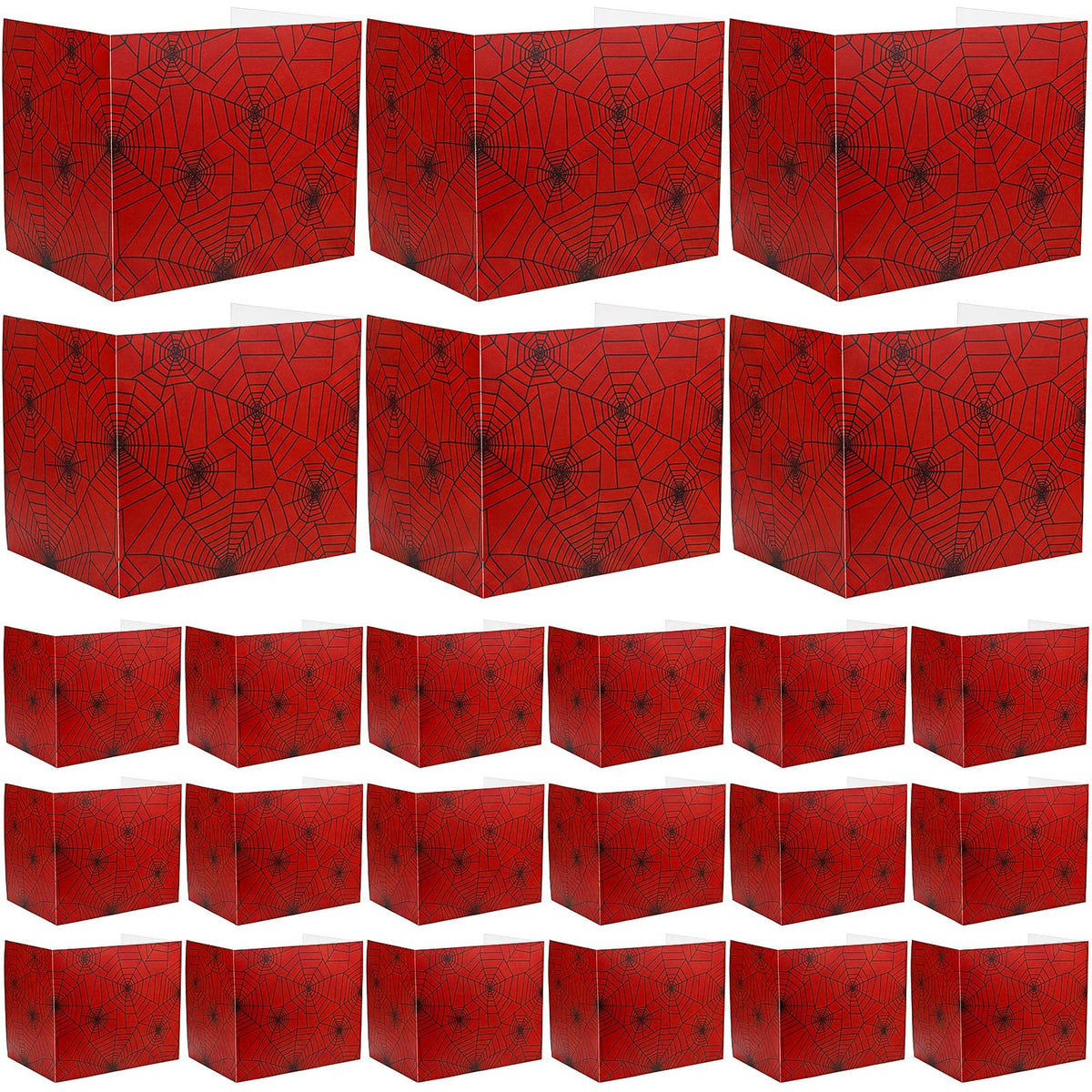 SATINIOR 24 Pcs Privacy Folders for Students, Desk Dividers for Classroom Testing, Trifold Cardboard Privacy Boards, Study Carrels Panel School Teacher Supplies(Spider Web Style,Red)