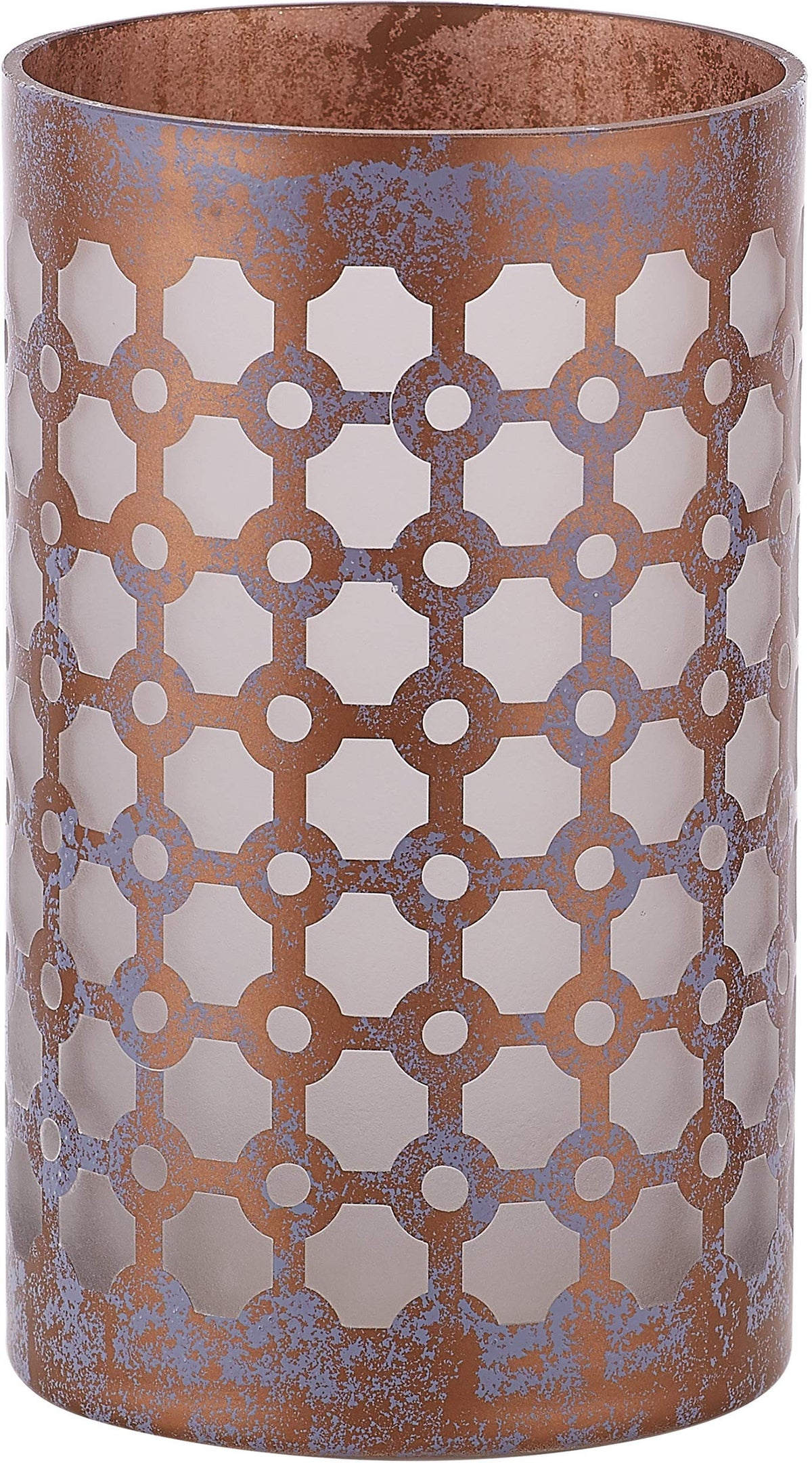 Pavilion Gift Company - Bronze and Purple Sponge Patterned Frosted Glass Candle Accessories Rounded Jar Candle Tray (Jar Holder)