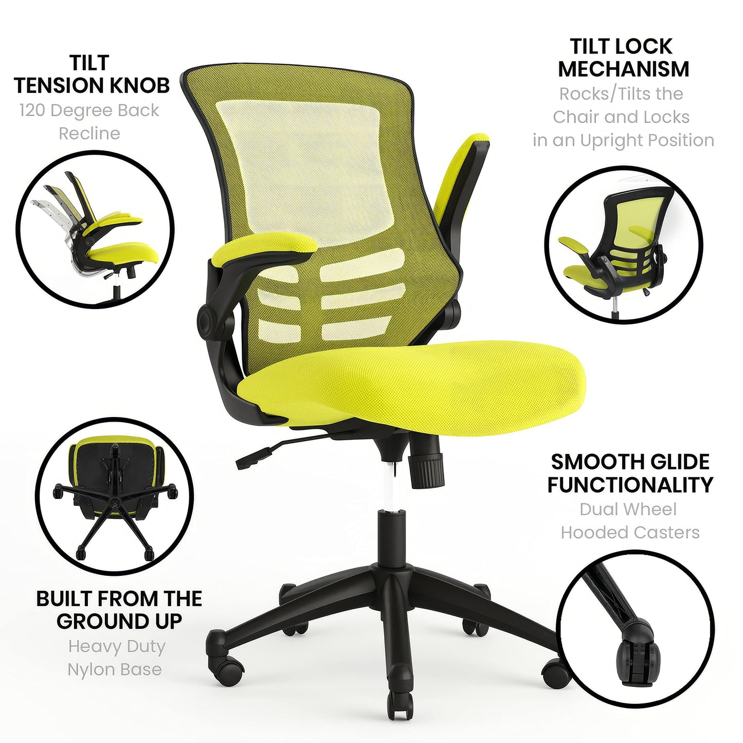 Flash Furniture Kelista Office Chair, Ergonomic, Mid-Back, Green Mesh with Swivel
