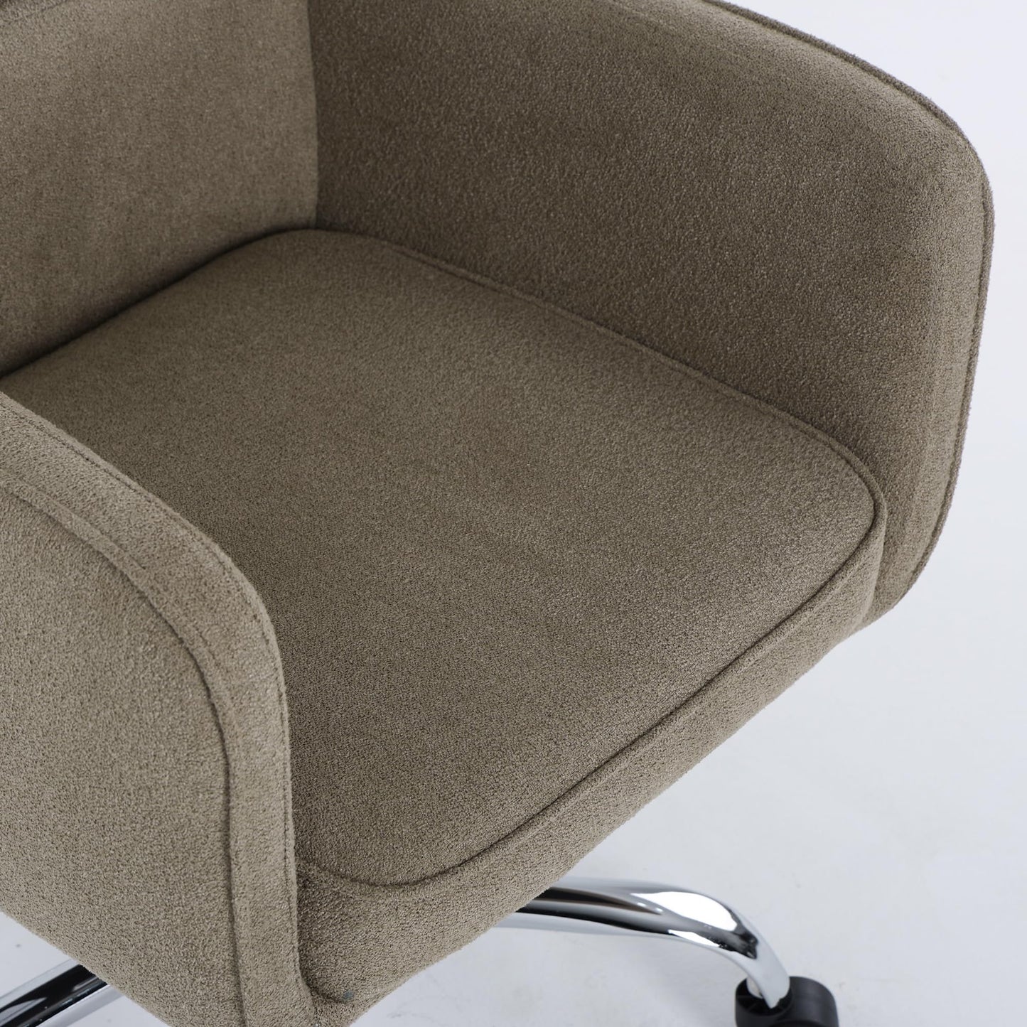 COLAMY Cocoon Modern Executive High Back Home Office Chair, Upholstered Desk Chair with Wheels, Vanity Chair with Head and Lumbar Support, Armrest (Camel)