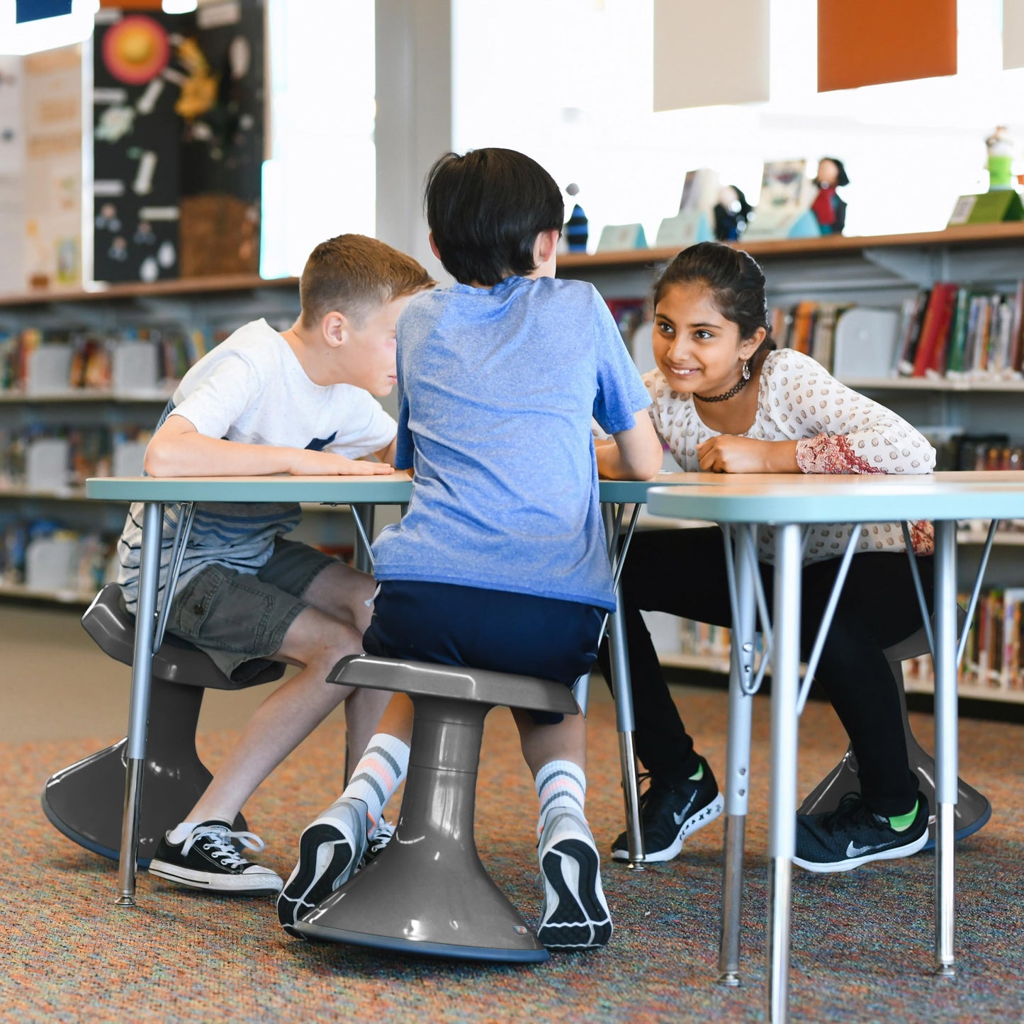 ECR4Kids ACE Active Core Engagement Wobble Stool, 15-Inch Seat Height, Flexible Seating, Grey
