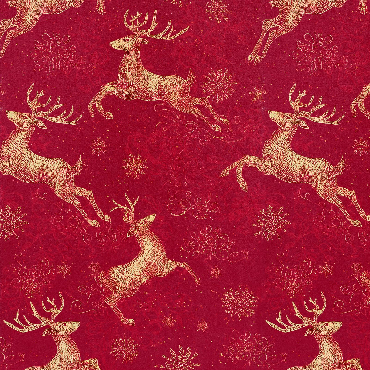 Timeet Peel and Stick Christmas Wallpaper Gold Reindeer Contact Paper Snowflake Holiday Wall Paper Decor on Red Background Removable Self-Adhesive Wallpaper Vinyl Christmas Decor 17" x 196.8"