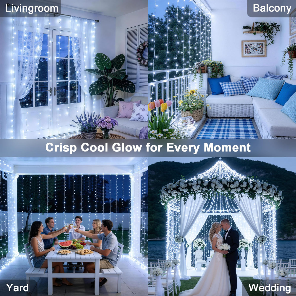 JMEXSUSS 300 LED 9.8x9.8Ft Curtain Lights Indoor with Remote, White Christmas Lights Plug in, 8 Modes White String Lights for Bedroom Wall Wedding Reception Dorm Party Backdrop Window Outdoor Decor