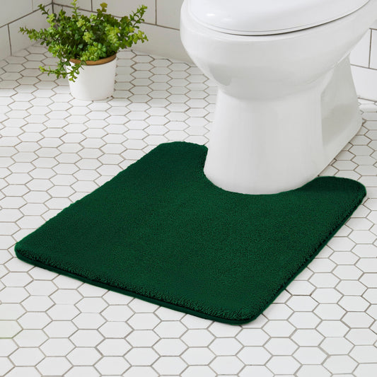 MINIDEAR Toilet Rugs 24x20 - U Shaped Dark Green Thick Memory Foam Contour Rugs,Plush Fluffy, Non-Slip, Quick Dry, Absorbent Washable Floor Microfiber Mat for Home Decor Accessories