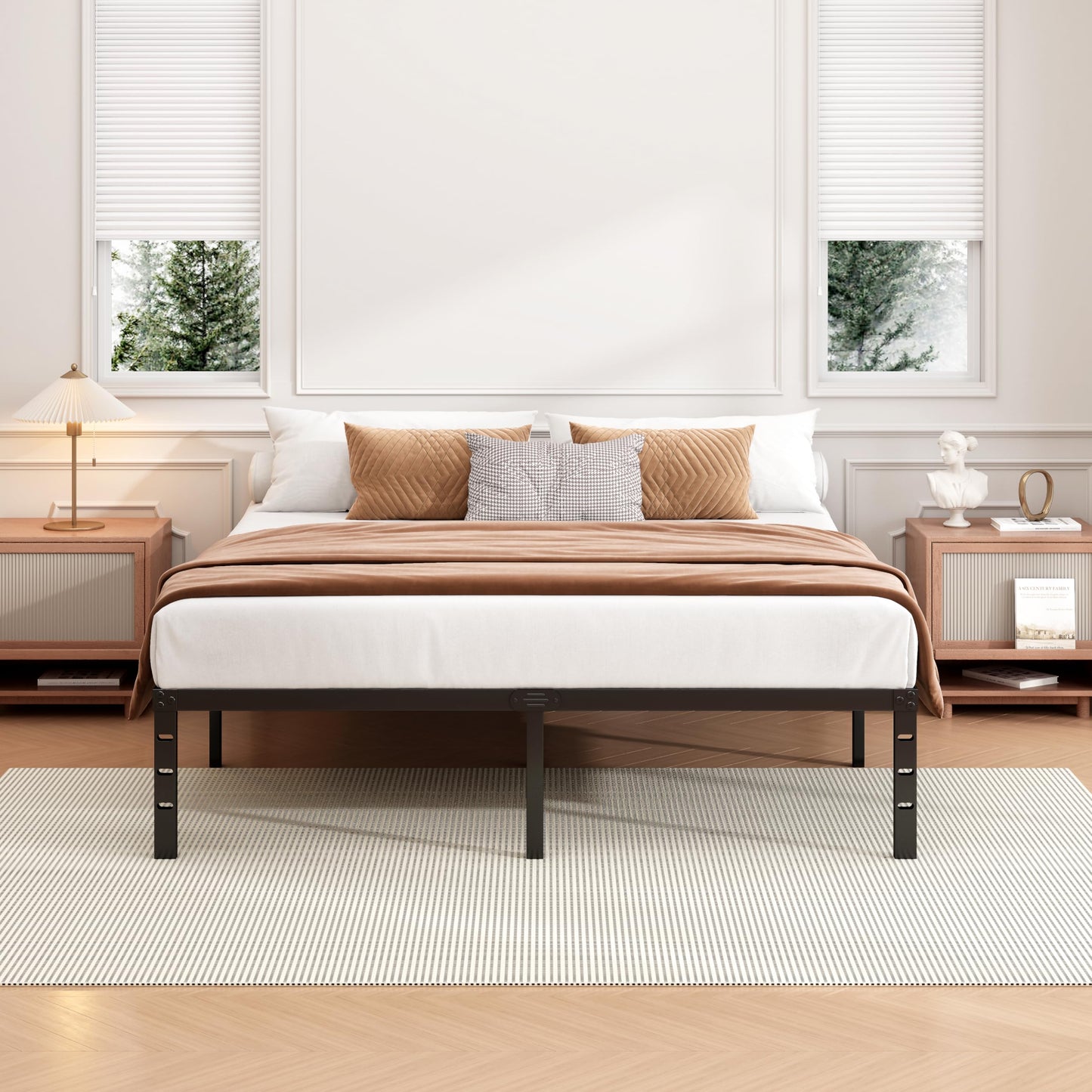 Hafenpo 12 Inch Full Bed Frame - Sturdy Metal Platform Full Size, No Box Spring Needed, Heavy Duty, Easy Assembly, Strong Bearing Capacity, Under Bed Storage, Black