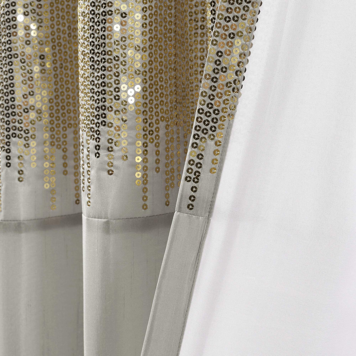 Lush Decor Night Sky Window Curtain Panel, Single 42"W x 84"L Yellow & Gray - Sequin Backdrop Curtain - Room Darkening Curtains For Bedroom - Glam Decor
