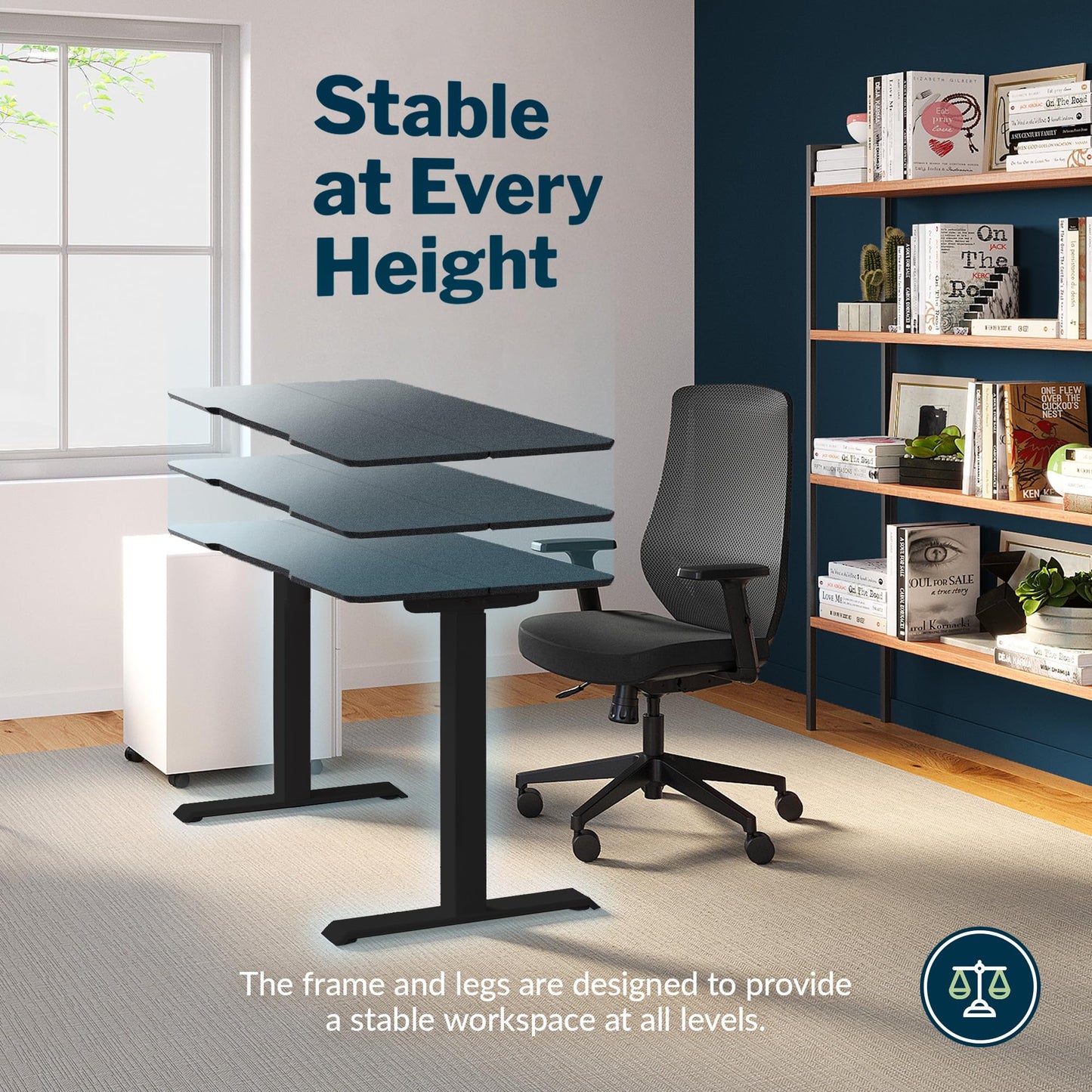 Vari Essential Electric Standing Desk for Home Office – 48x24 - White (Black)