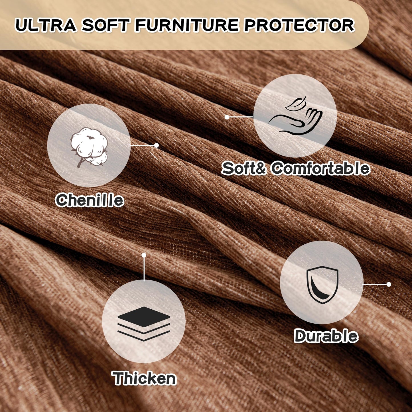 MYSKY HOME Sectional Slipcover Furniture Protector, Couch Cover for Sectional Sofa — 2 Pieces Sofa Cover for L Shape Sofa for Pet, Kid, Blanket for 3-4 Cushion Couch (71"x118"+91"x134", Camel)