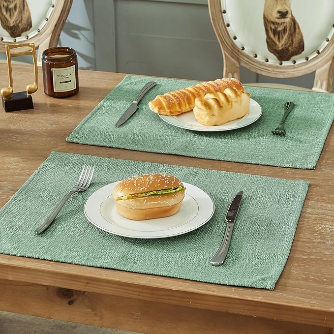 BALCONY & FALCON Placemats Set of 4 Faux Linen Cloth Place Mats Washable