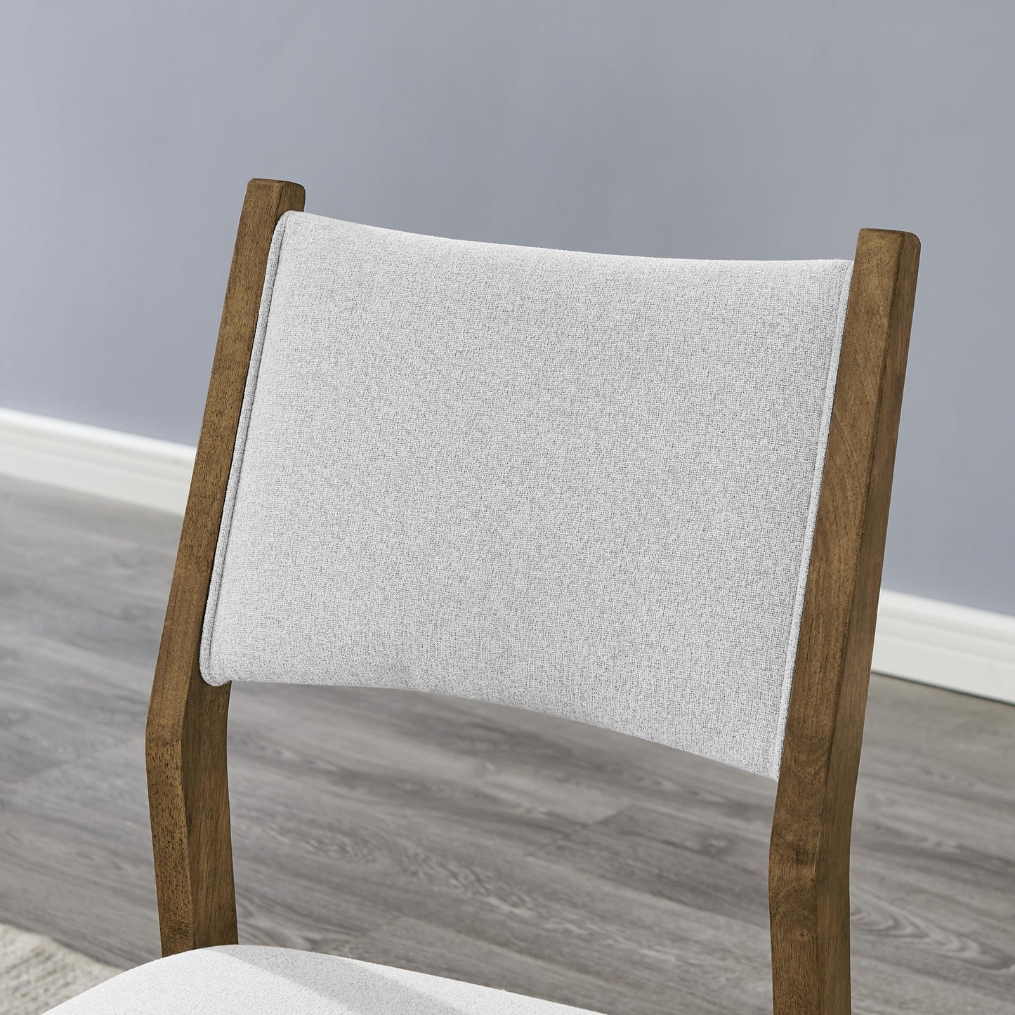 Roundhill Furniture Parker Upholstered Dining Chairs, Set of 2, Light Oak and Gray