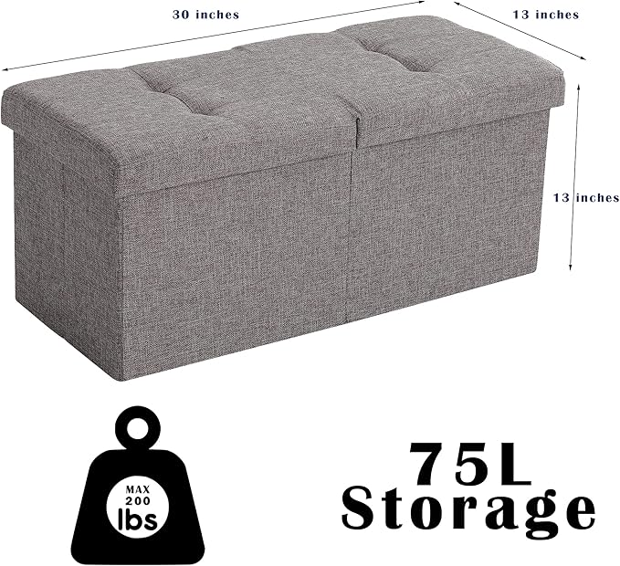 Storage Ottoman Bench Foldable Seat Footrest Shoe Bench End of Bed Storage