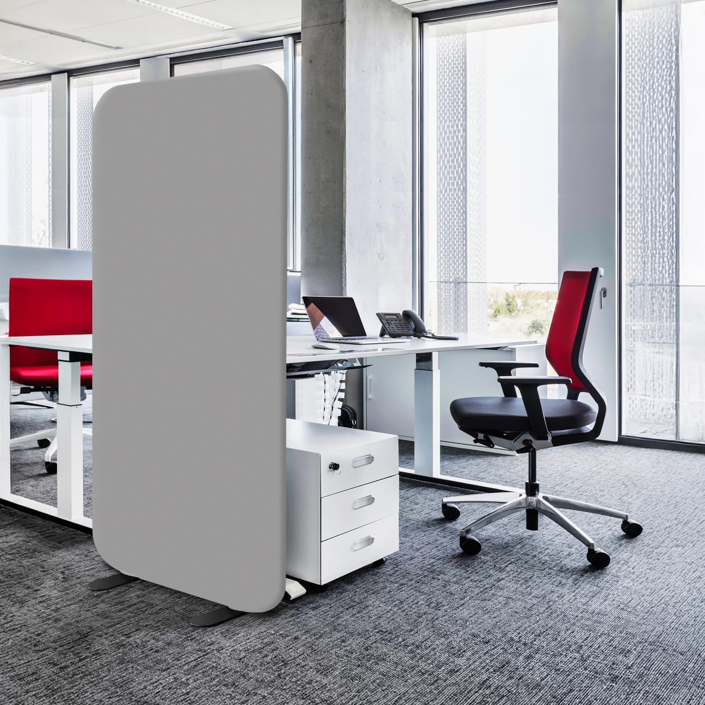DECOLAB Standing Room Dividers, Privacy Divider Panel Wall, Portable Divider Separator Screen for Classroom, Office, Studio, Home, Scratch Resistance, 29x65 inch, Steel