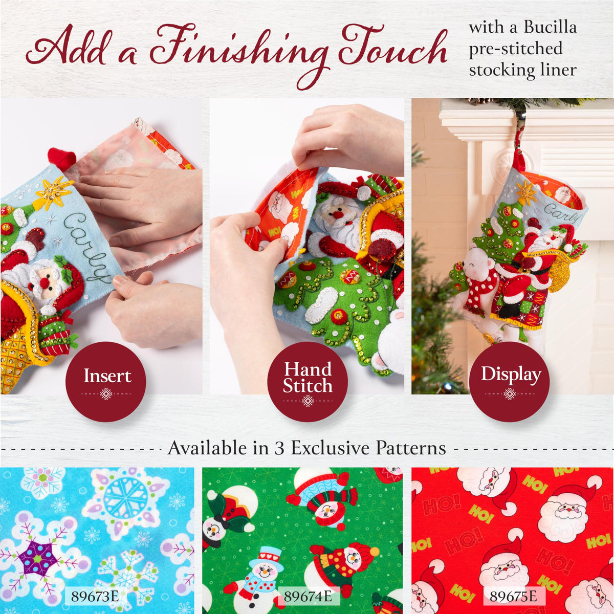 Bucilla Felt Applique 18" Stocking Making Kit, Santa's Candy Christmas, Perfect for DIY Arts and Crafts