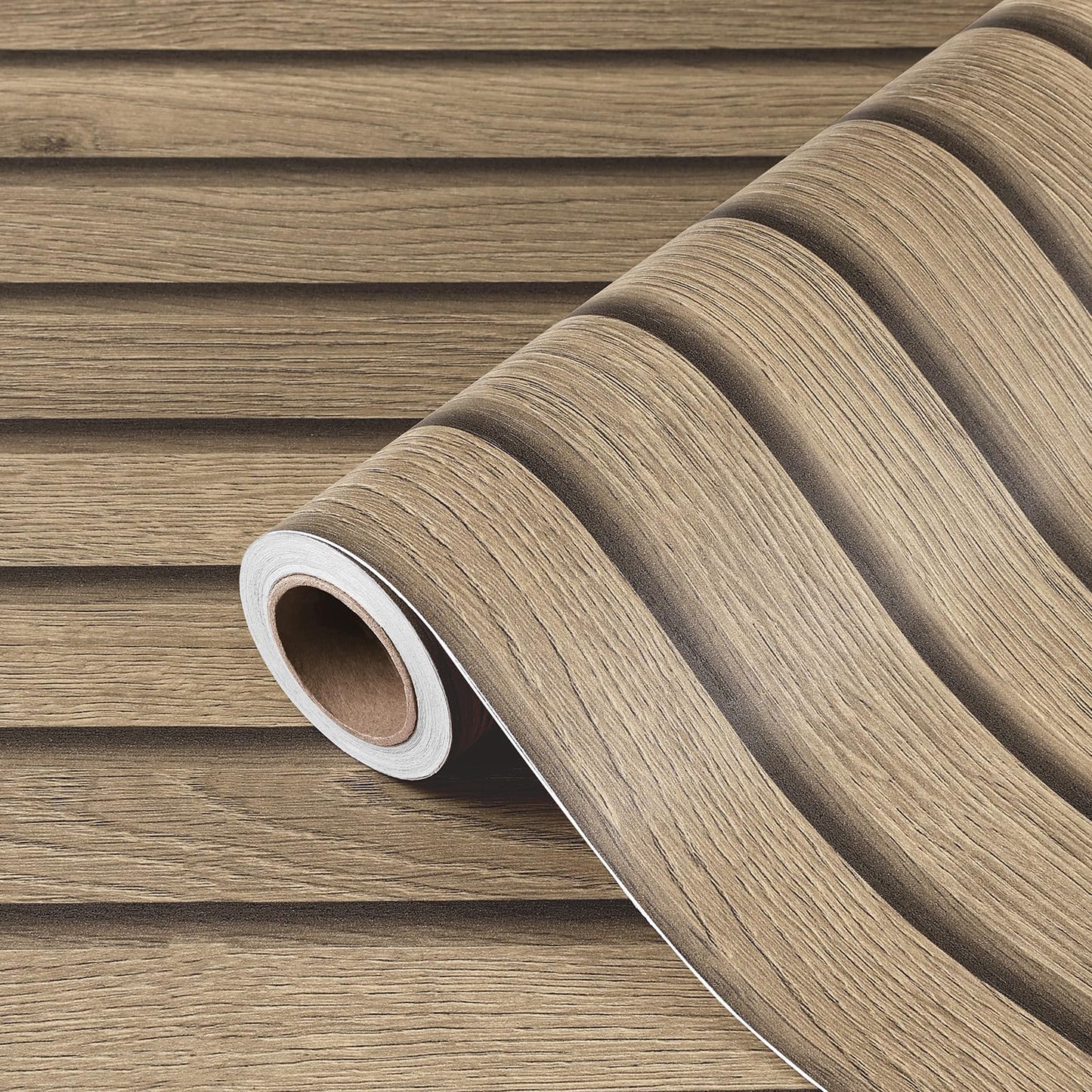 HelloWall 17.7x317 Slats Wood Wallpaper Peel and Stick Wood Slat Contact Paper Slat Wall Panel Peel and Stick for Table Removable Wooden Wallpaper Waterproof Self Adhesive Wall Paper for Accent Walls