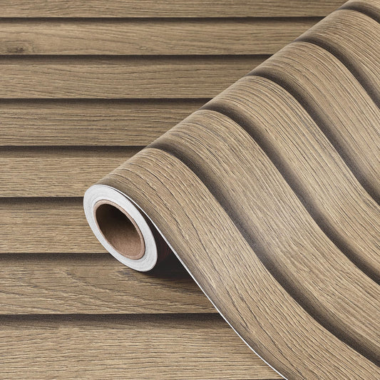 HelloWall 17.7x317 Slats Wood Wallpaper Peel and Stick Wood Slat Contact Paper Slat Wall Panel Peel and Stick for Table Removable Wooden Wallpaper Waterproof Self Adhesive Wall Paper for Accent Walls