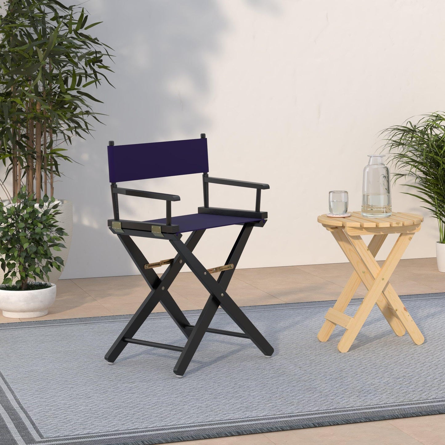 American Trails Extra-Wide Premium 18" Director's Chair Black Frame with Navy Canvas