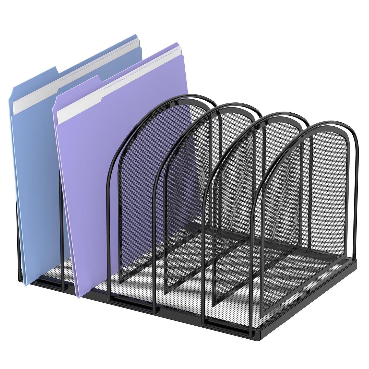 SUPEASY File Organizer for Desk, 5-Section Mesh Desk Organizer, Vertical File Holder Desktop Organizer File Sorter, File Folder Holder for Office Supplies, Black