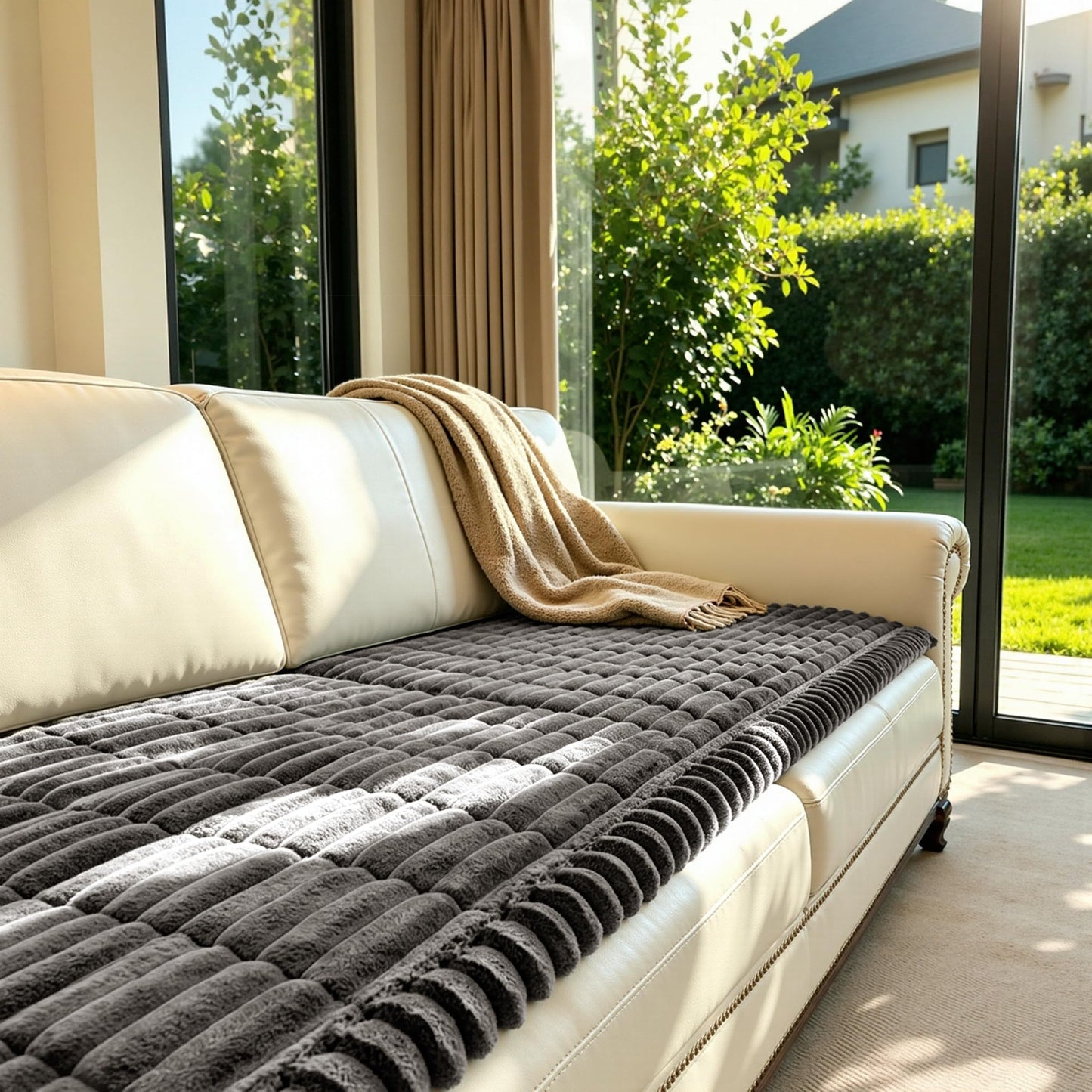 SUBRTEX Couch Cover for Dogs, Non-Slip Sofa Mat Washable, Thick Sofa Slipcover Cushion Protector Pet-Friendly (Gray, 27.6"x59.1")