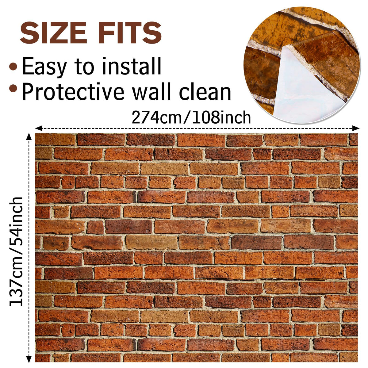 Chuangdi Brick Stone Wall Stone Wall Scene Setter Brick Sheet Wallpaper Curtains Door Removable Tablecloth Photo for Halloween Christmas Party and Home Decor(Retro Red,6 Pcs)