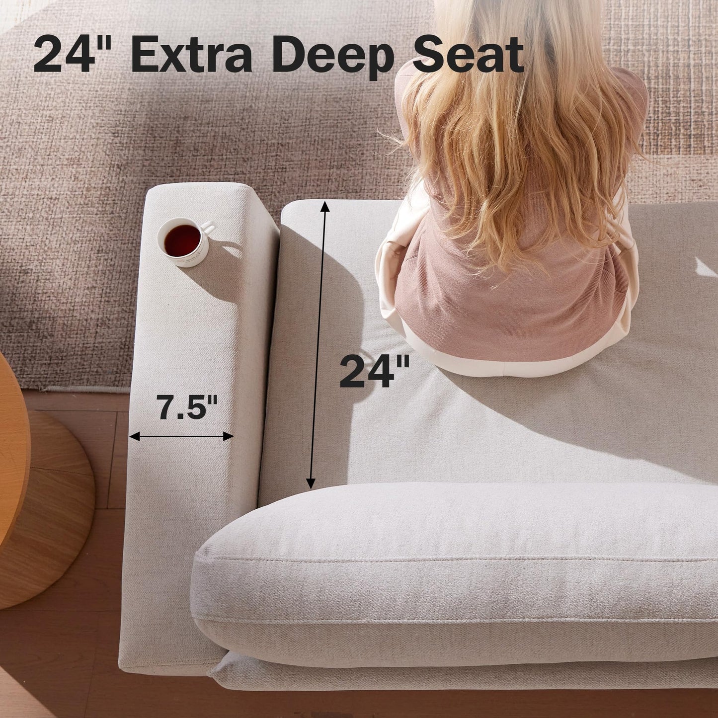 WEUP 86" Modern Loveseat Sofa for Living Room,2 Seater Deep Seat Modular Sofa Couch,Chenille Fabric,Solid Wood Frame,Spring Cushions, Removable Covers,Easy Assembly for Small Spaces,Beige