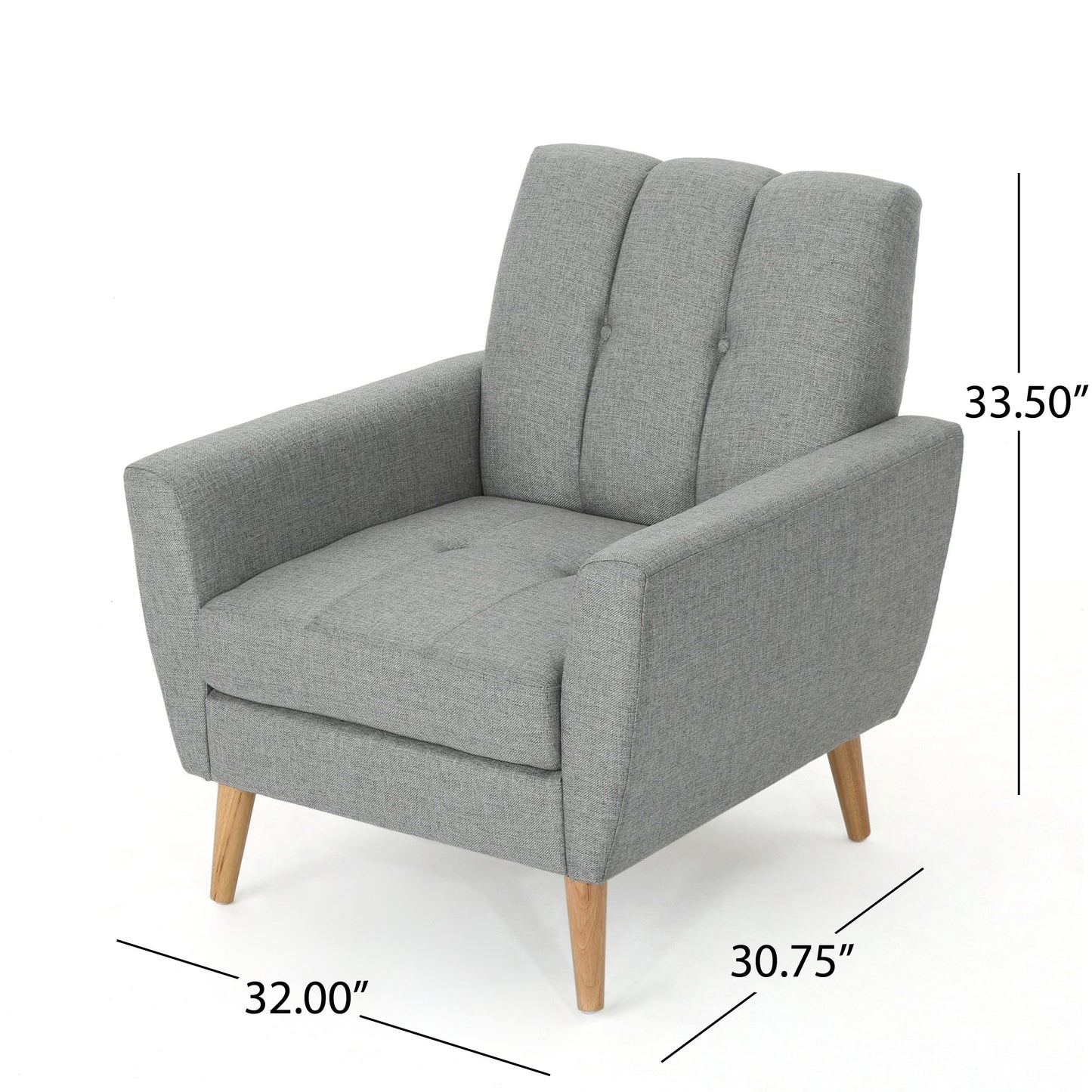 Christopher Knight Home Treston Mid-Century Fabric Sofa Chat Set, 3-Pcs Set, Grey / Natural