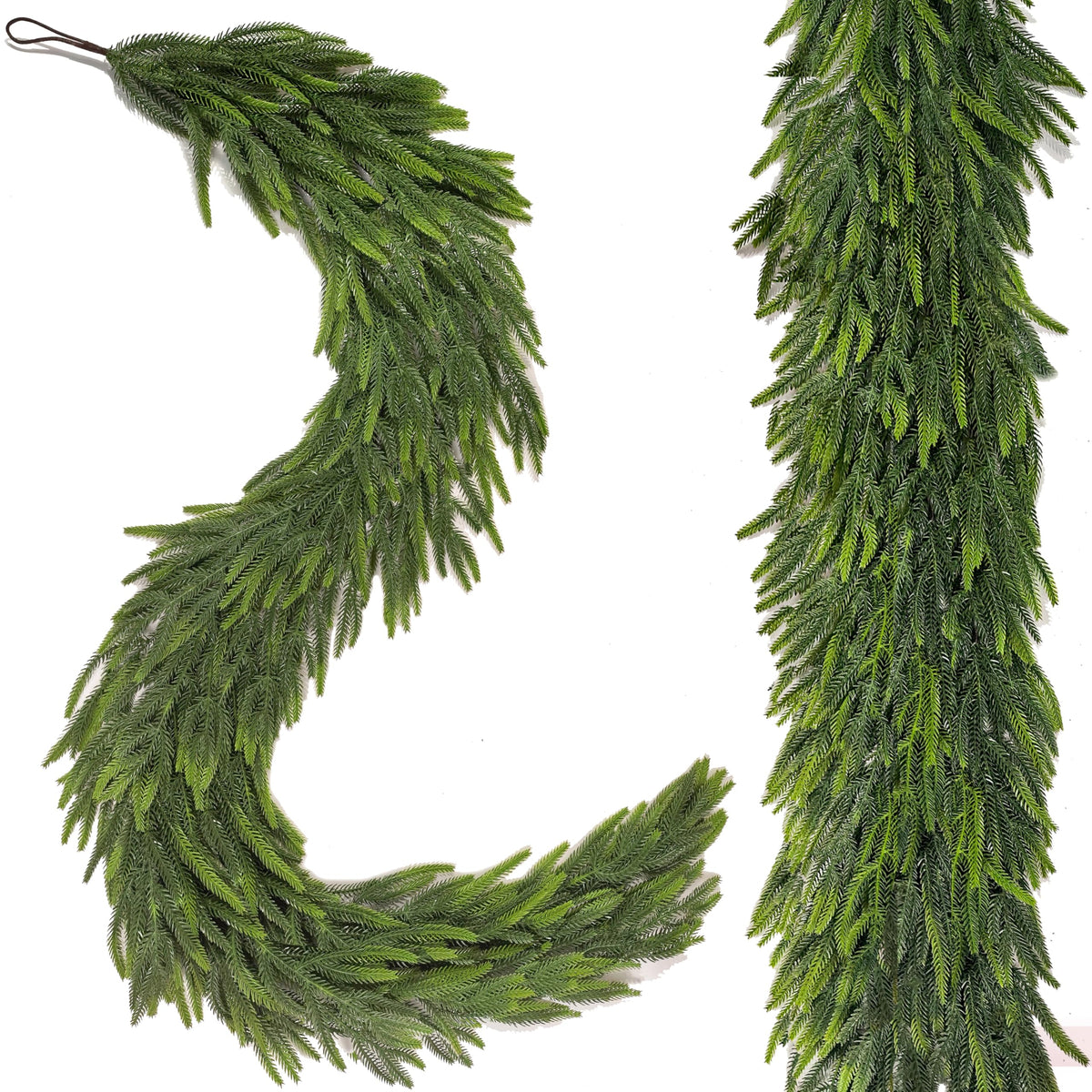 12FTx1 Extra Full Christmas Garland Real Touch Norfolk Pine Garland Faux Greenery Garlands Christmas Decorations Norfolk Pine Garlands for Stairs, Railing,Table Holiday Seasonal Indoor Mantle Decor
