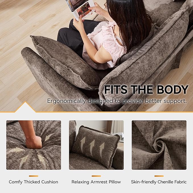 WUTUTUEE 41'' Modern Chenille Oversized Chair, Upholstered Accent Living Room
