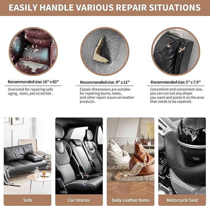 ONine Leather Repair Patch, Self-Adhesive Couch Patch，Multicolor Available