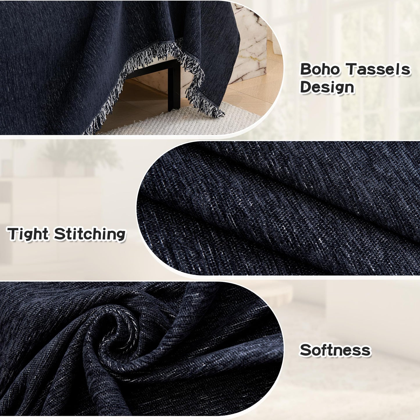 MYSKY HOME Couch Cover for Sectional Sofa, 2 Pieces Couch Covers for L Shape Sofa Cover, Furniture Protector for Pets, Kids, Sofa Slipcover for 2-3 Cushion Couch (71"x118"+71"x118", Navy Blue)