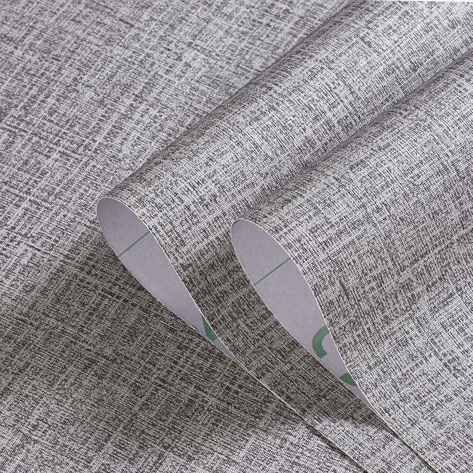 Grey Contact Paper Peel and Stick Wallpaper 32.8ft Pre-Pasted Grasscloth