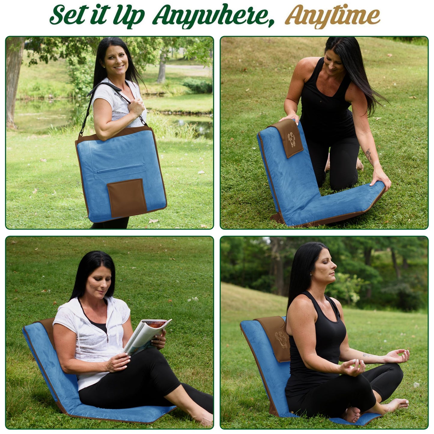 Adjustable Japanese Floor Chair with Back Support for Adults | Premium Meditation Chair for Seating, Yoga & Gaming -Folding Backjack Floor Chair with 6 Recline Positions, Thick Padding & Vegan Leather