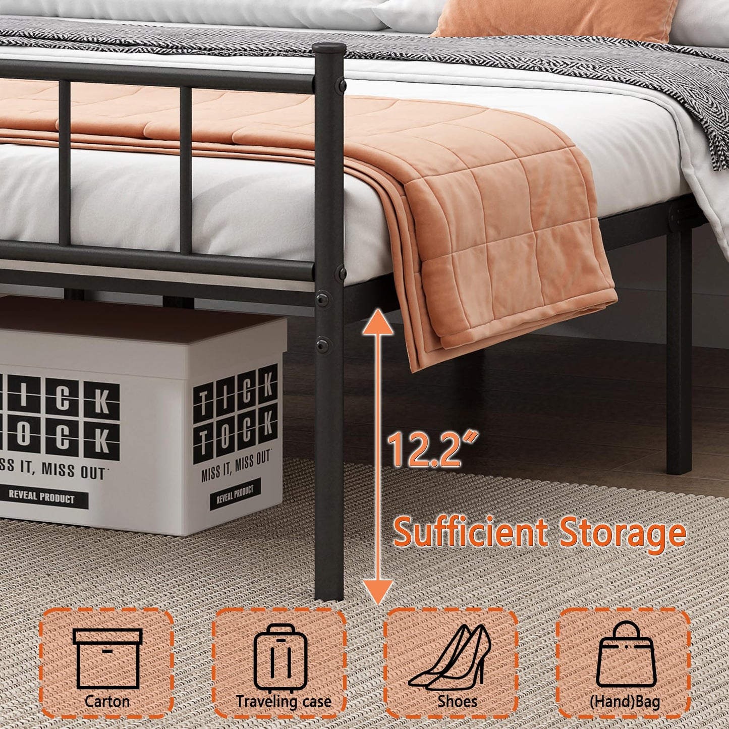 DIIYIV Twin Metal Bed Frame,Steel Slat Support,Noise Free,Easy Assembly