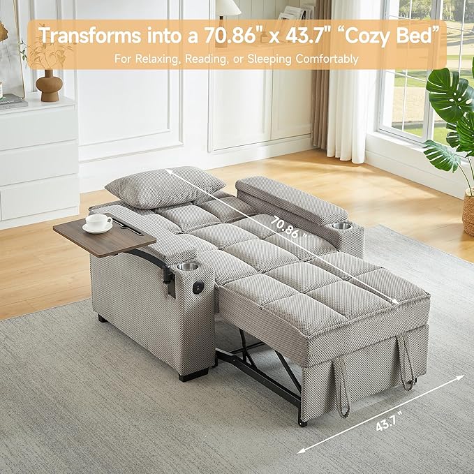 Auvsoce 3-in-1 Folding Convertible Sofa Bed Set of 2, Sleep Couch