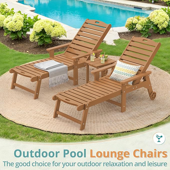 LUE BONA Lounge Chair Outdoor, HDPS Chaise Lounge Outdoor