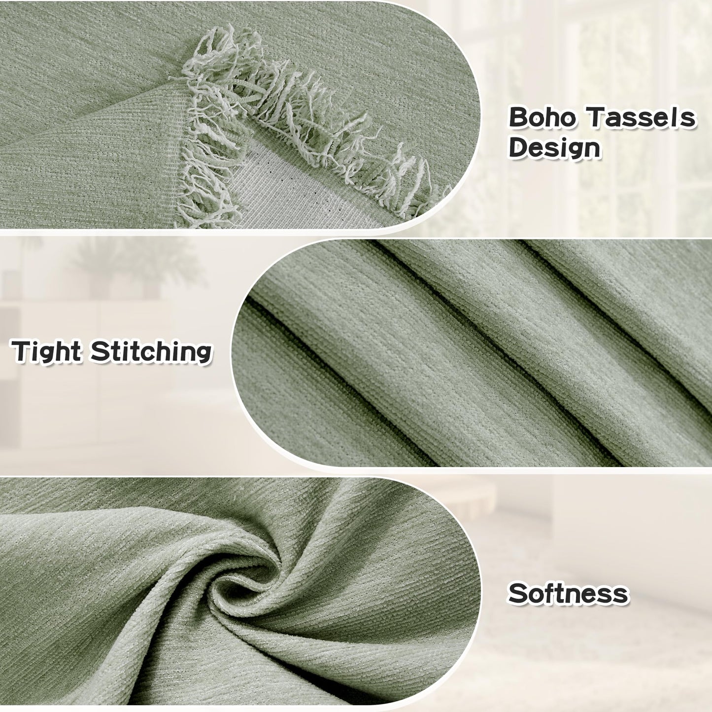 MYSKY HOME Sectional Slipcover Furniture Protector, Couch Cover for Sofa — 2 Pieces Sofa Cover for L Shape Sofa for Pet, Kid, Blanket for 3-4 Cushion Couch (71"x118"+91"x134", Sage Green)