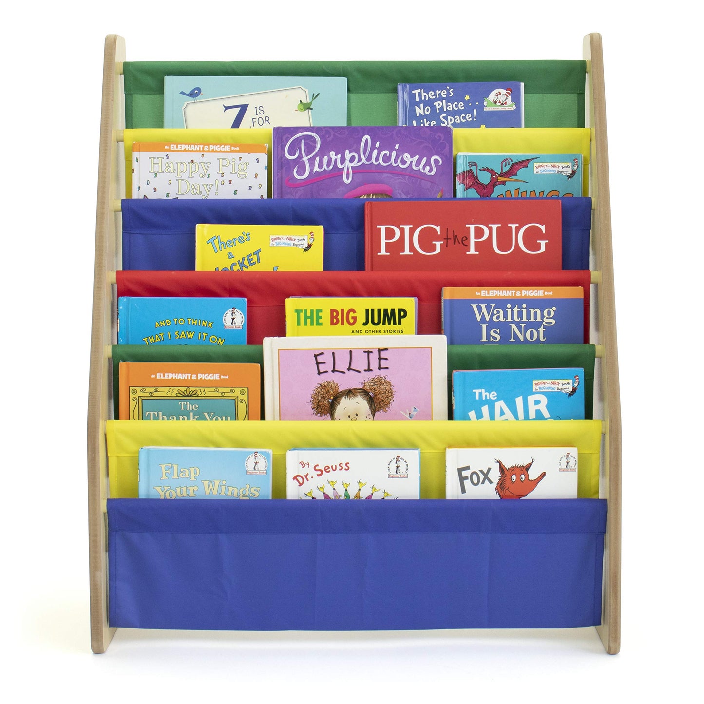 Humble Crew Kids Bookshelf, 6-Tier Front-Facing Book Display Organizer, Montessori Toddler Bookcase for Playroom, Bedroom & Reading Corner Natural/Primary