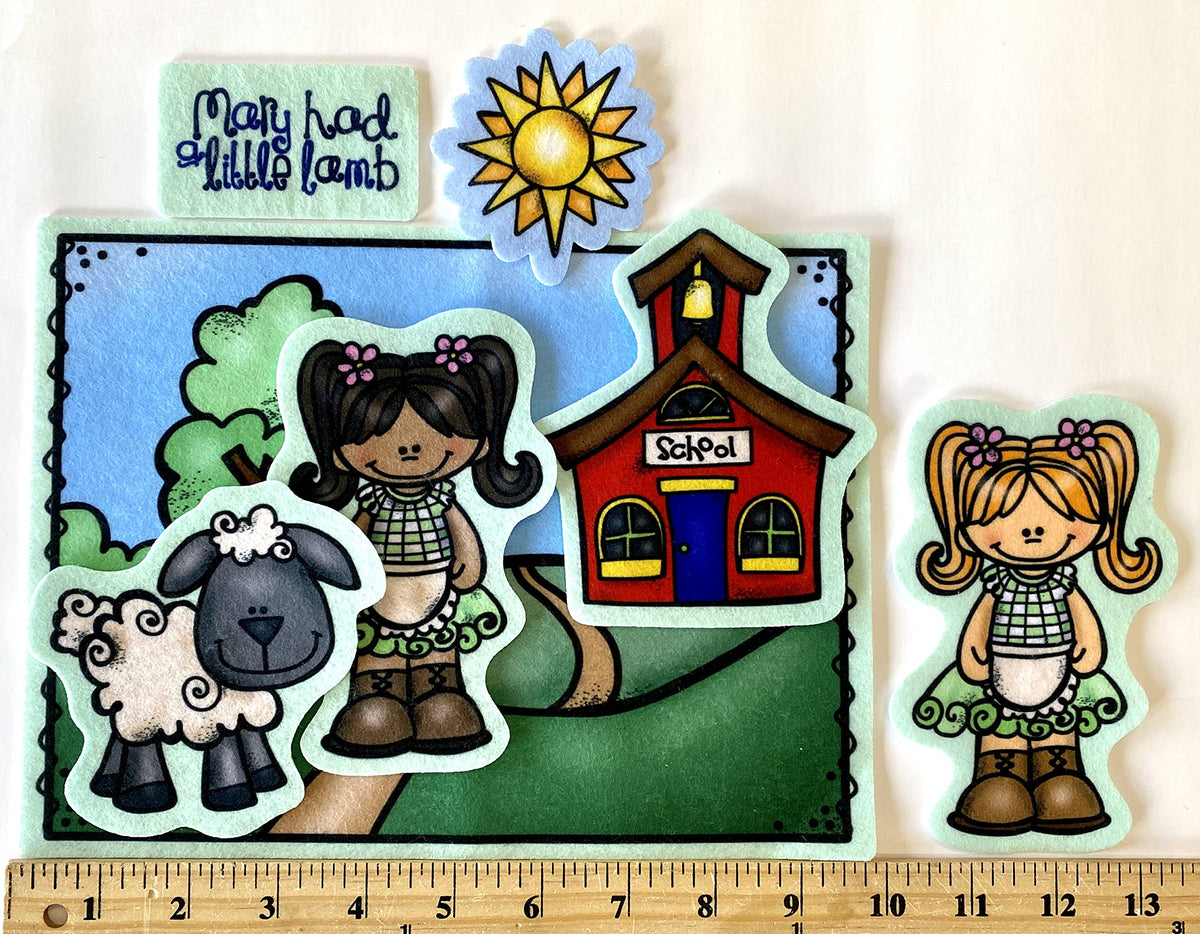 Mary Had A Little Lamb 7 Precut Felt Figures for Flannel/Felt Board Stories Nursery Rhymes Preschool