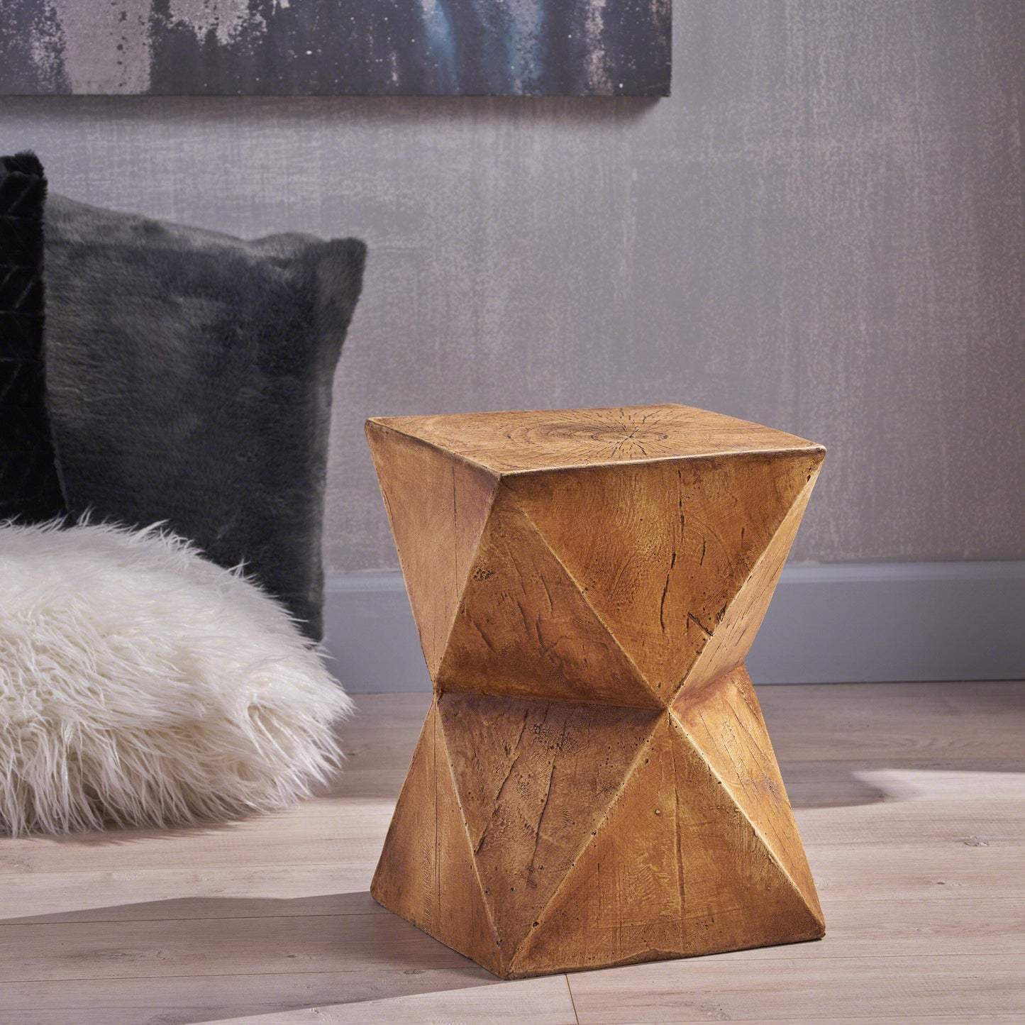 Christopher Knight Home Manuel Light-Weight Concrete Accent Table, Natural, 12.5D x 12.5W x 17.75H in