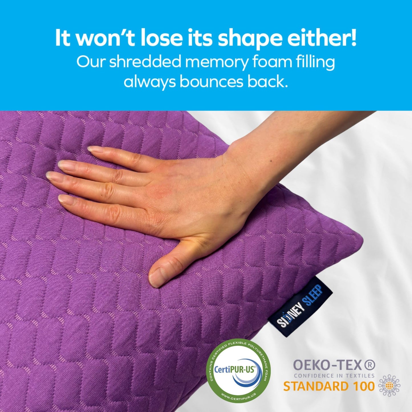 Sidney Sleep Adjustable Curved Pillows for Neck and Shoulder Support with Extra Shredded Fill - Cervical Contour Pillow for Side and Back Sleepers. Queen Size 19" x 29" CertiPUR-US Certified (Magenta)