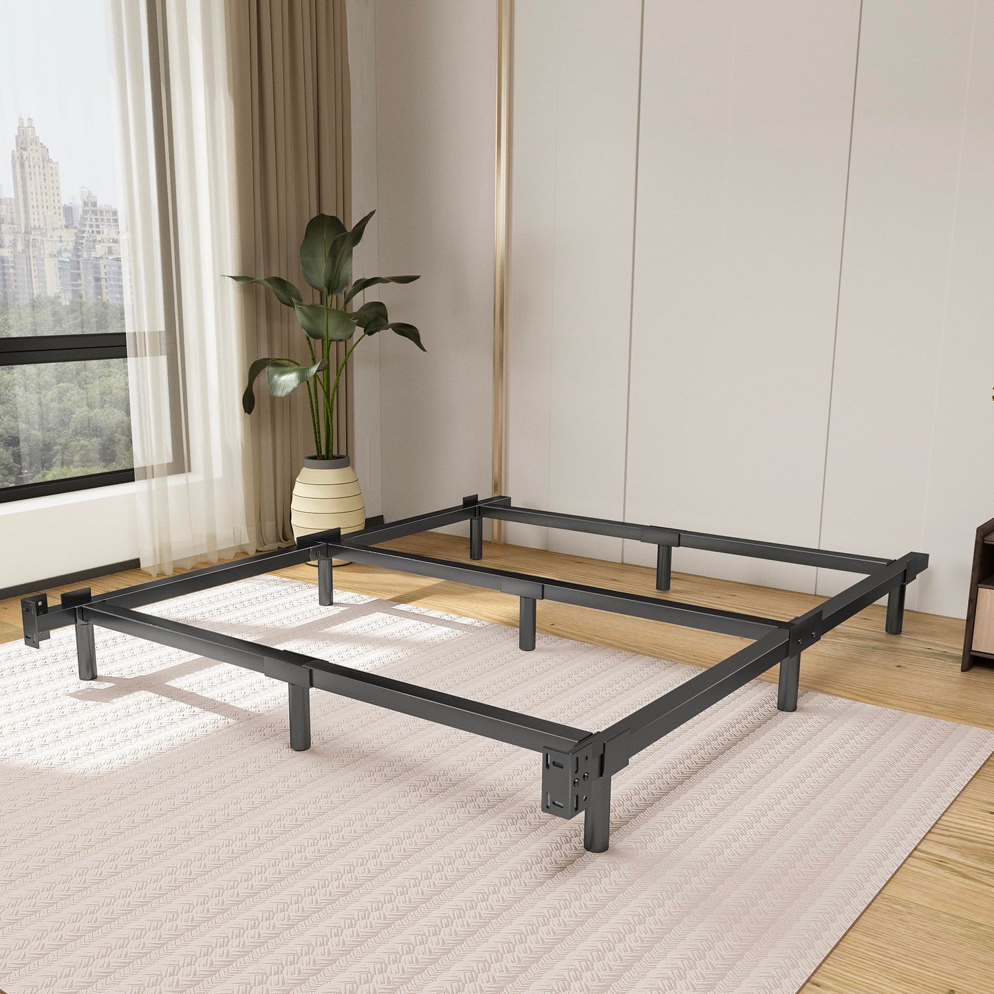 NOAH MEGATRON Queen Size Metal Bed Frame-7 Inch Heavy Duty Bedframe, 9-Leg Support for Box Spring & Mattress Foundation, 3000LBS, Black