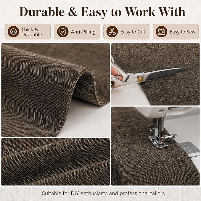 Mini Chenille Linen Blend Upholstery Fabric by the Yard, 57 Inch Wide Soft
