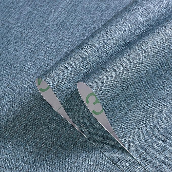 Blue Grasscloth Wallpaper Peel and Stick 472inch Textured Linen Contact Paper