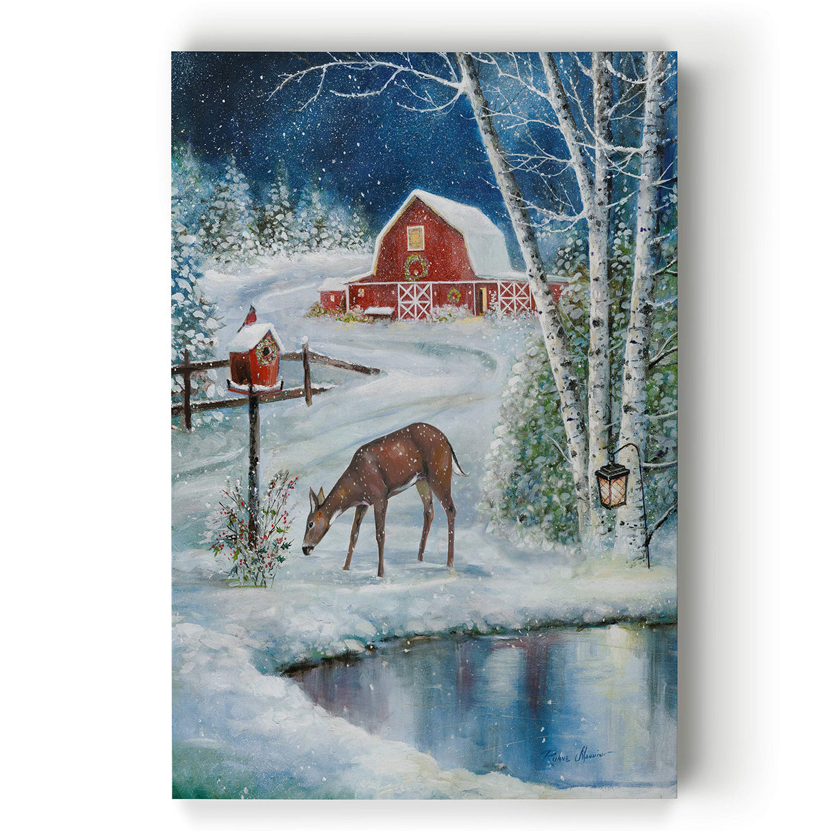 Renditions Gallery Abstract Christmas Decorations for Wall Holiday Skating Christmas Deer Canvas Art Wall Paintings for Bedroom Dining Living Room Office Home Kitchen Wall Decor - 32"X48" LT18