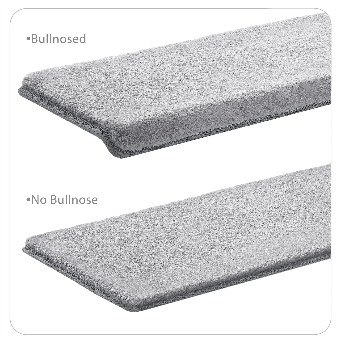PURE ERA Carpet Stair Treads Ultra Plush 9.5" X 30"Soft Bullnose Indoor Stair Protectors Pet-Friendly Non-Slip Skid Resistant Tape Free Washable Reusable(14 Pieces,Gray)