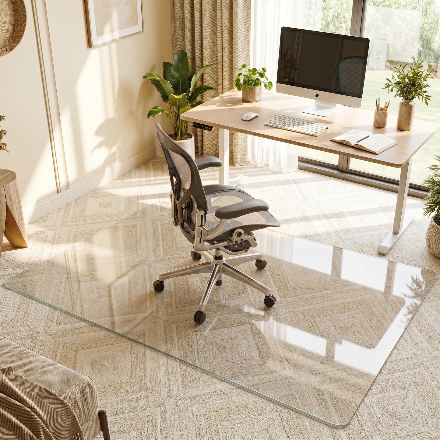 Antok Tempered Glass Chair Mat, 48"x72" Office Chair Mat for Carpet & Hardwood Floors, Heavy Duty 0.2" Desk Chair Mat for Smooth Rolling at Home or Office