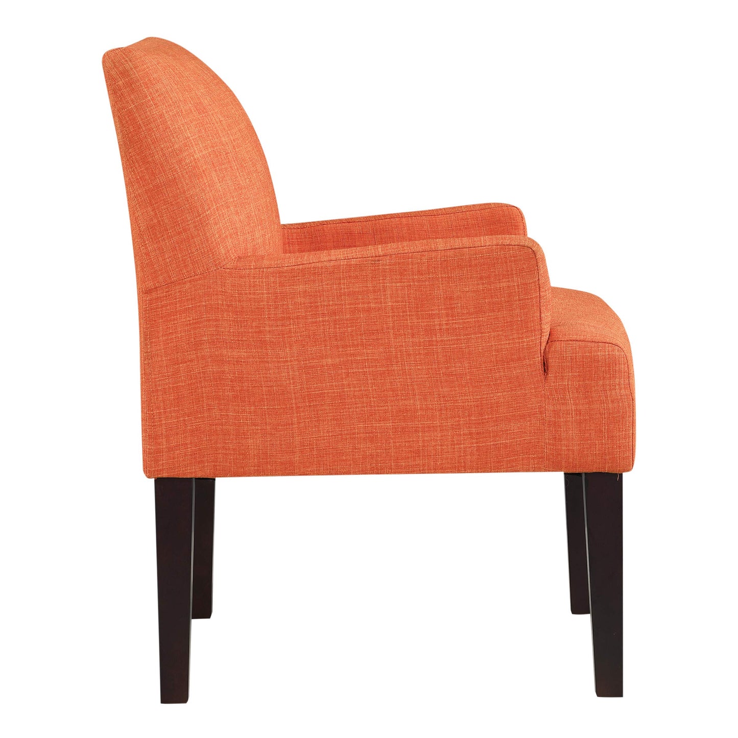 OSP Home Furnishings Main Street Upholstered Guest Chair with Espresso Finish Accents, Tangerine Orange Fabric