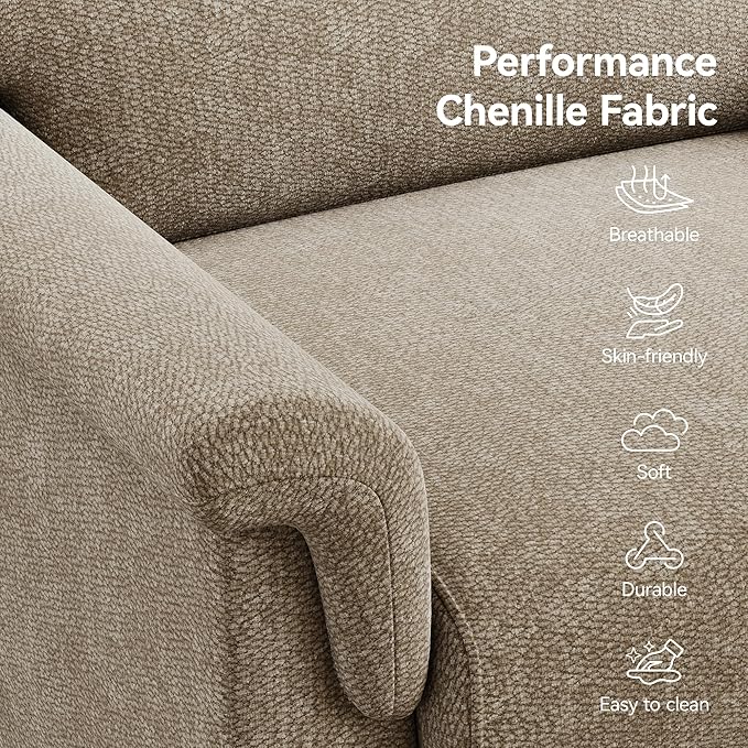 Mid Century Modern Accent Chair, Chenille Comfy Living Room Arm Chairs