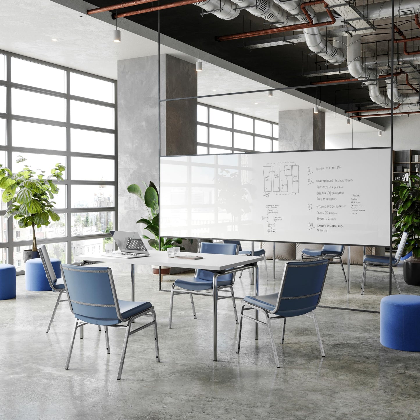 Flash Furniture Hercules Heavy-Duty Vinyl Lobby Chair with Ganging Bracket and Cushioned Seat, Stacking Chair for Waiting Rooms/Offices, Navy