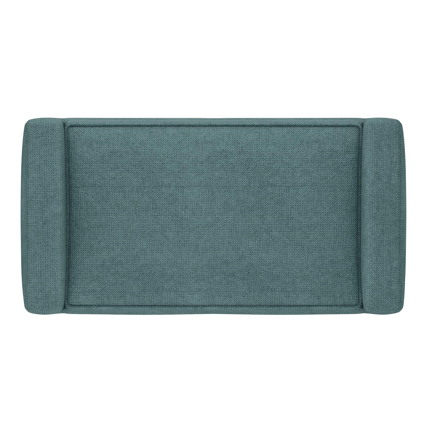 SIMPLIHOME Scott Small Ottoman Bench - 29 inch Wide Upholstered Linen Fabric Rectangle Ottoman in Smoky Teal, Contemporary Bench for Bedroom or Living Room with Raised Sides and Cushioned Seat